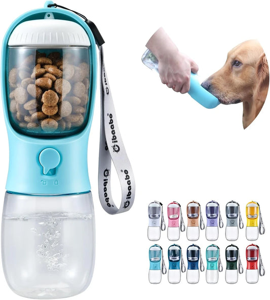 Dog Water Bottle with Food Container – Portable Travel Pet Dispenser